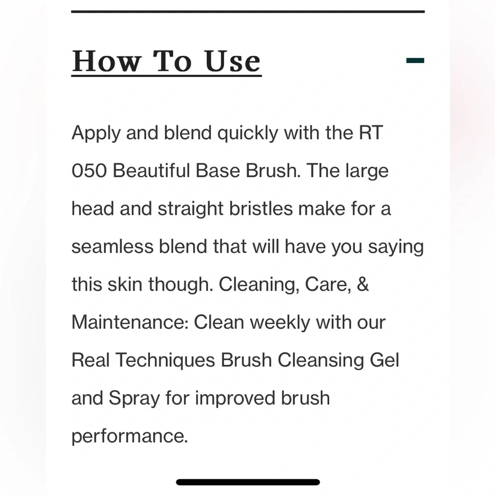 Makeup brush from Real Techniques!! Beautiful base foundations, tinted spf ⭐️